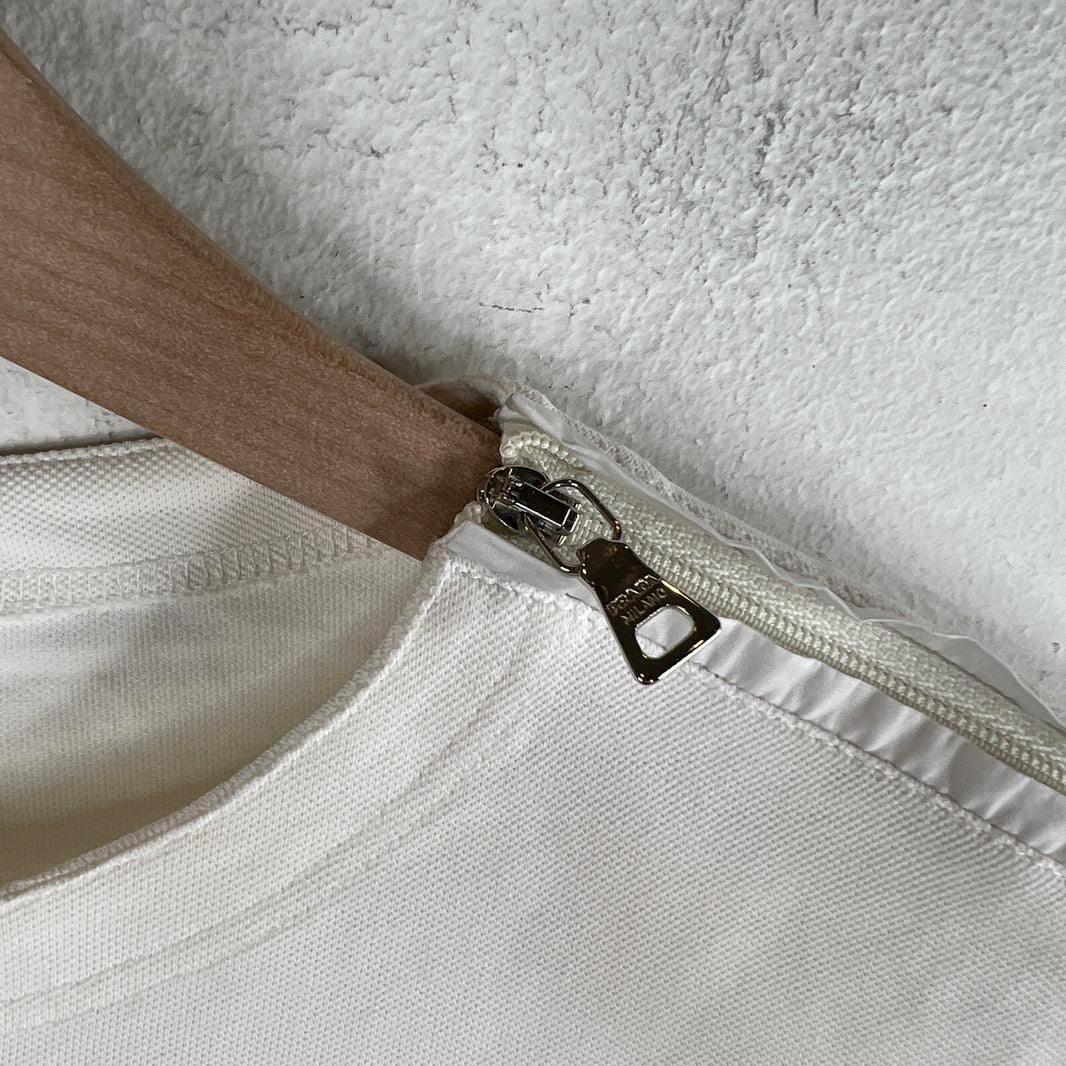 Prada White Zipper Detail T-Shirt