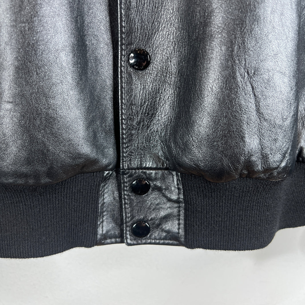 Celine Leather Hooded Bomber Jacket