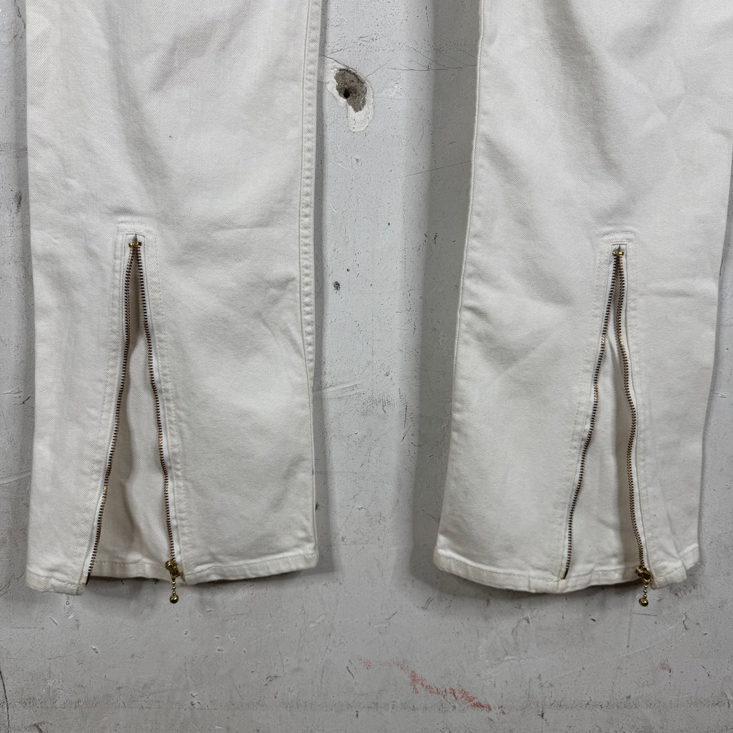 VLONE White Runway Zip Flared Jeans