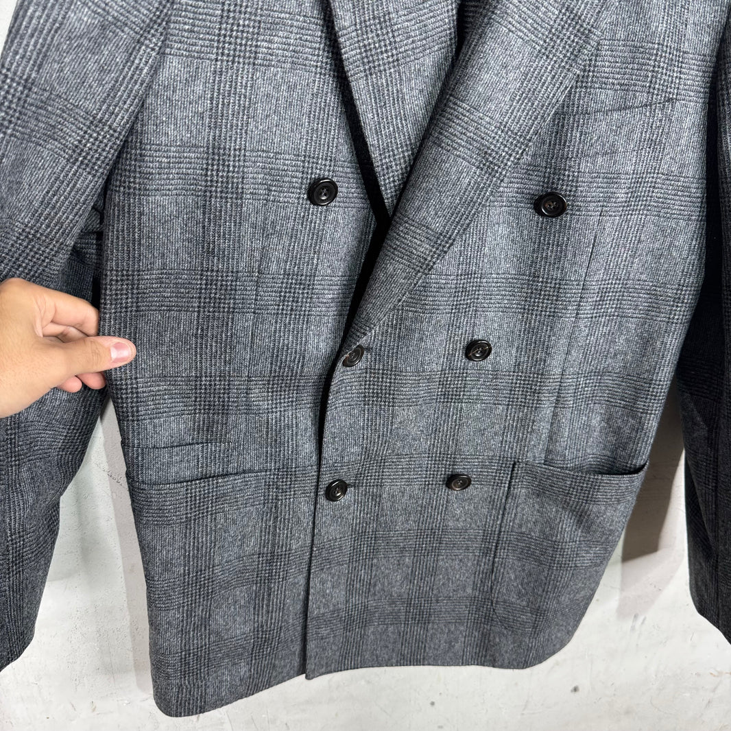 Drakes Plaid Double Breasted Blazer