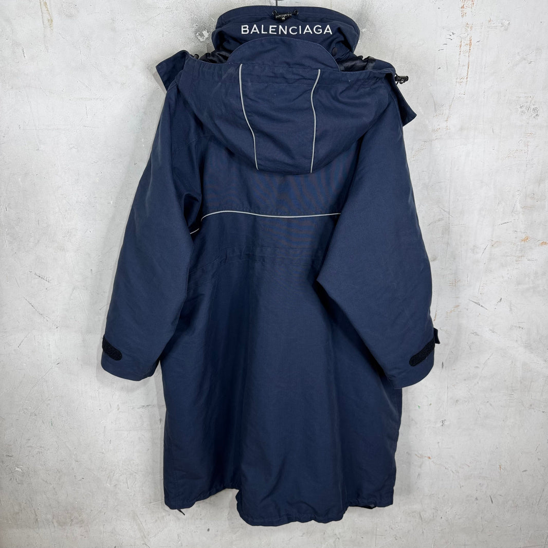 Balenciaga Navy Long Swing Parka Jacket