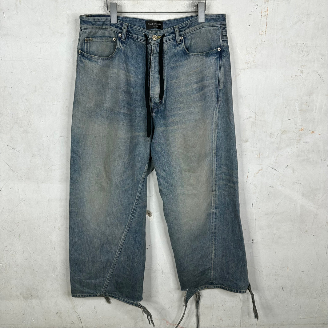 Balenciaga Oversized Blue Drawstring Jeans