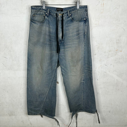 Balenciaga Oversized Blue Drawstring Jeans