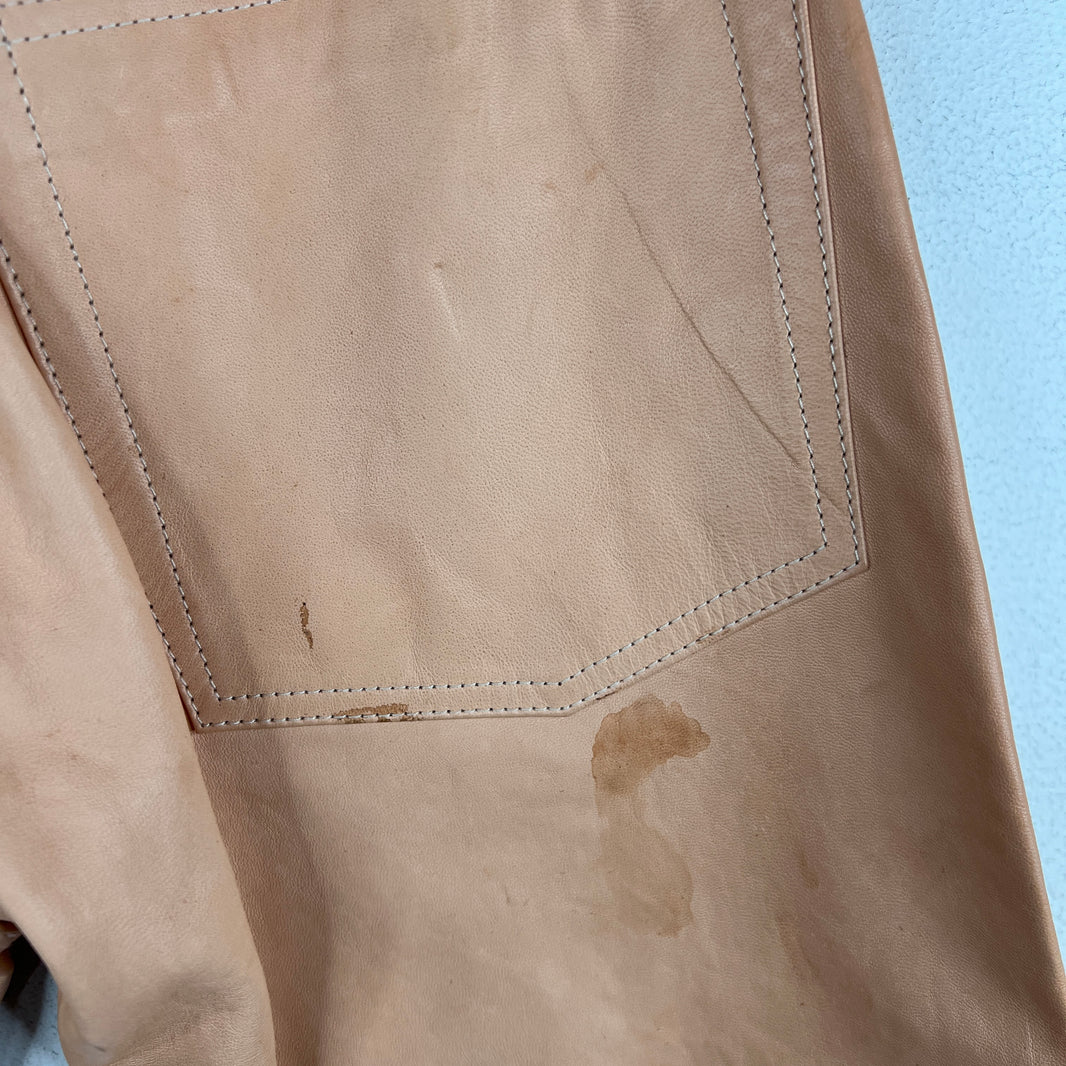 Helmut Lang Peach Leather Slim Pants