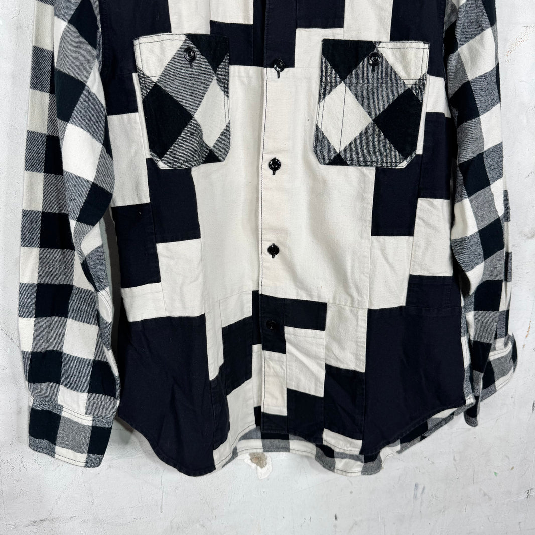 CDG Ganryu White/Black Patchwork Button Up