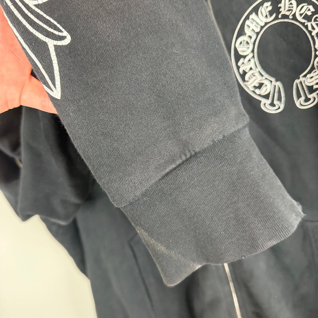 Chrome Hearts Smoked Horseshoe Fleur Zip-Up Hoodie