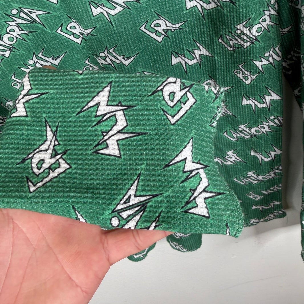 ERL Green Printed Waffle Thermal Longsleeve T-Shirt