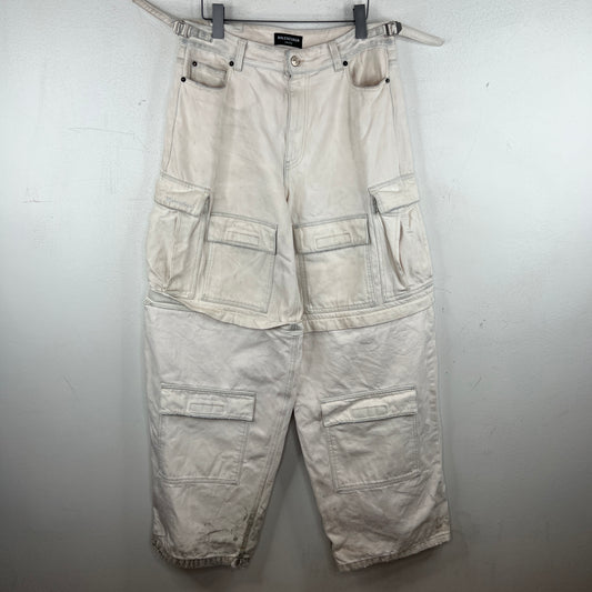 Balenciaga White Denim Convertible Cargo Pants