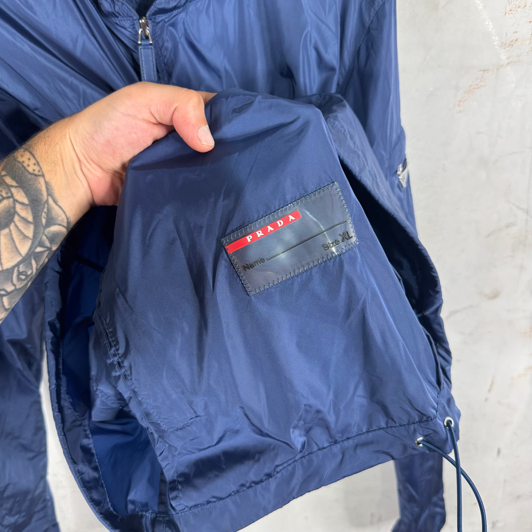 Prada Renylon Plaqued Navy Track Jacket