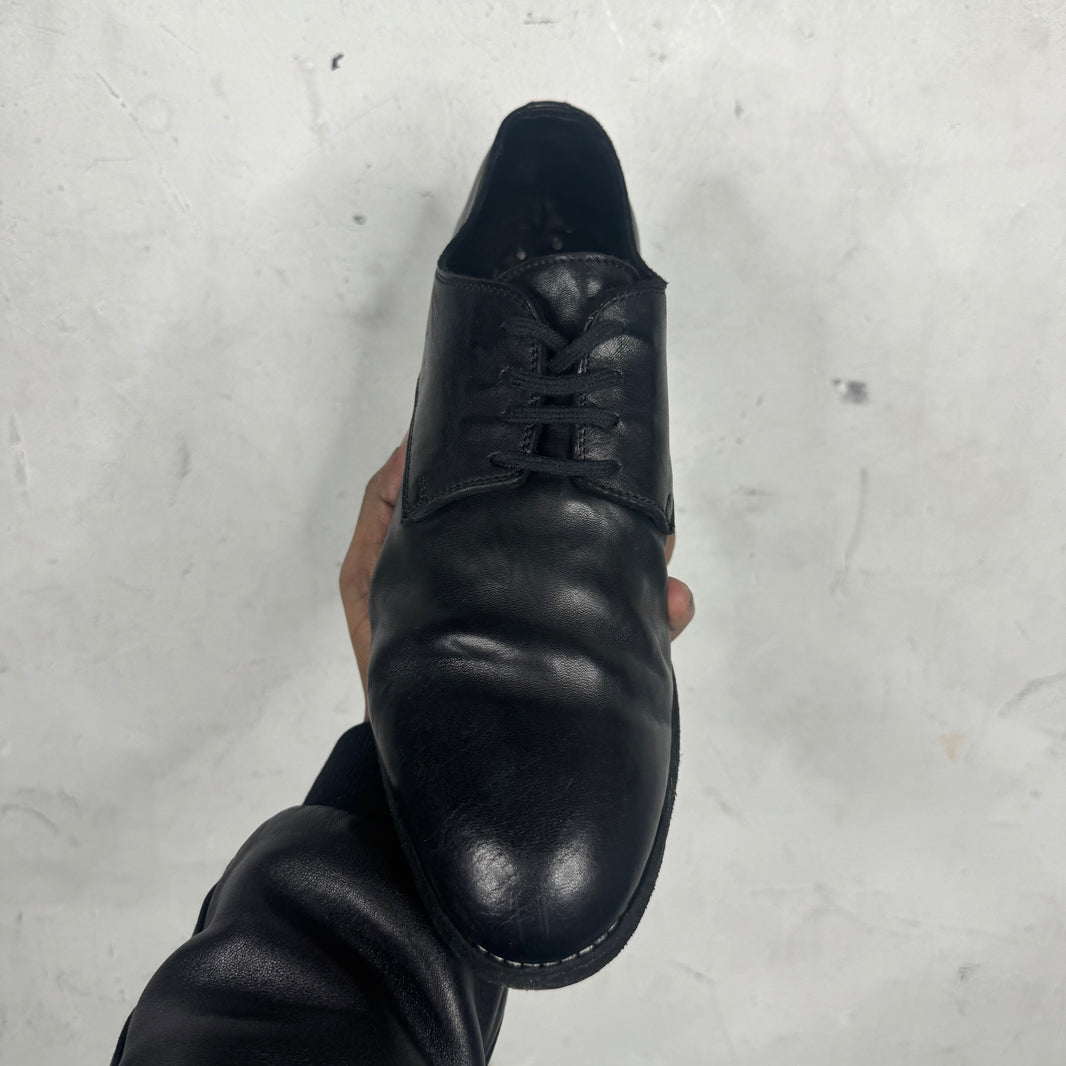 Guidi Black Leather Laced Derbies