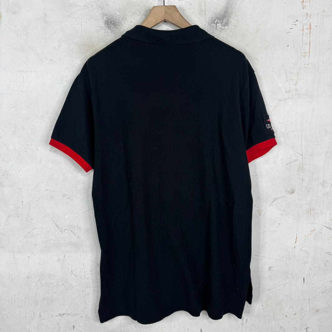 Ralph Lauren Black Red V Cut Pony Polo