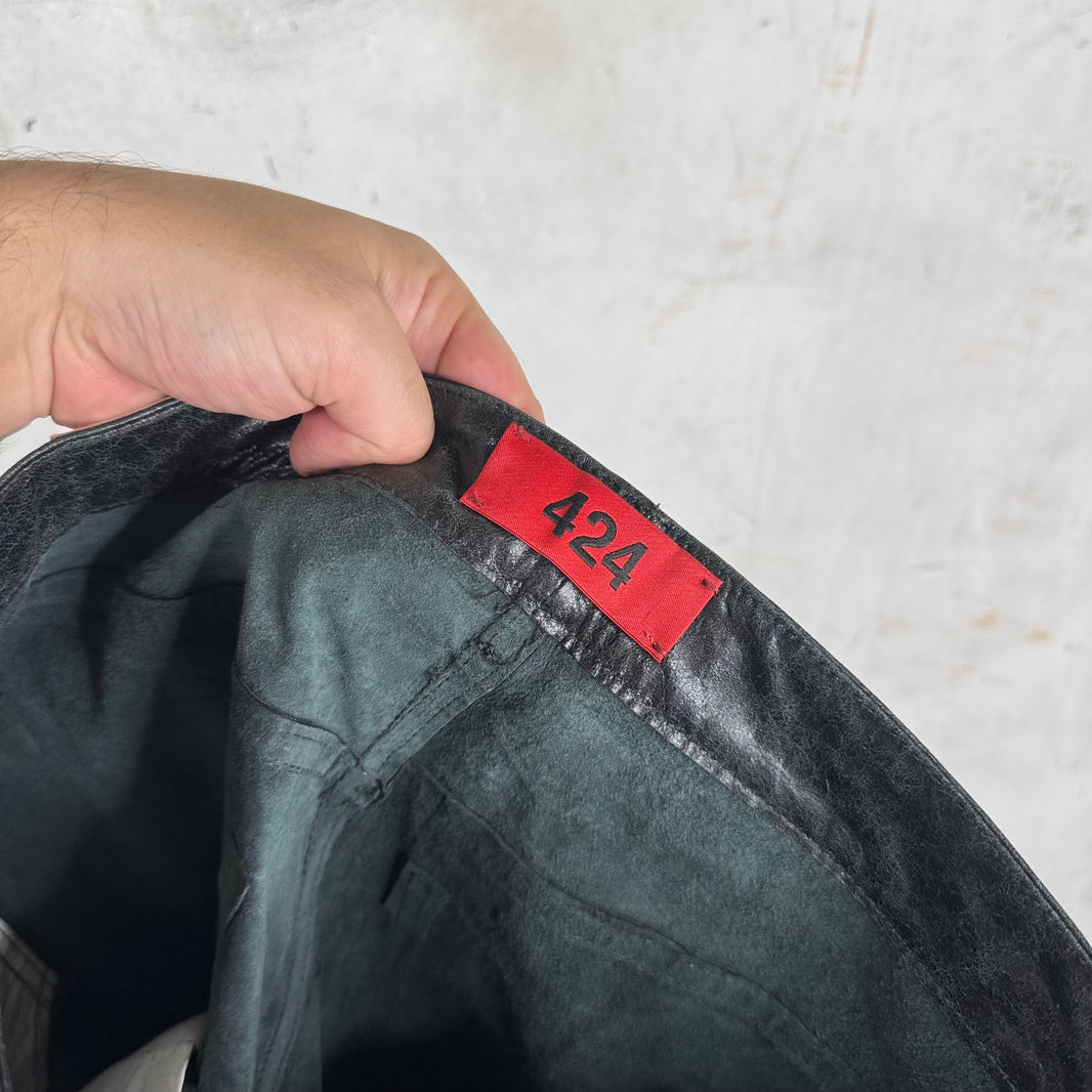 424 Paper Leather Wide Leg Pants