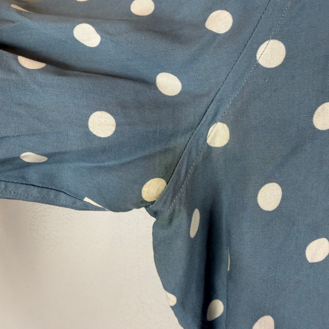 Saint Laurent Cropped Polka Dot Button Up LS Shirt