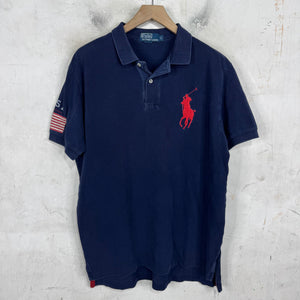Ralph Lauren Navy Red USA Sleeve Big Pony Polo