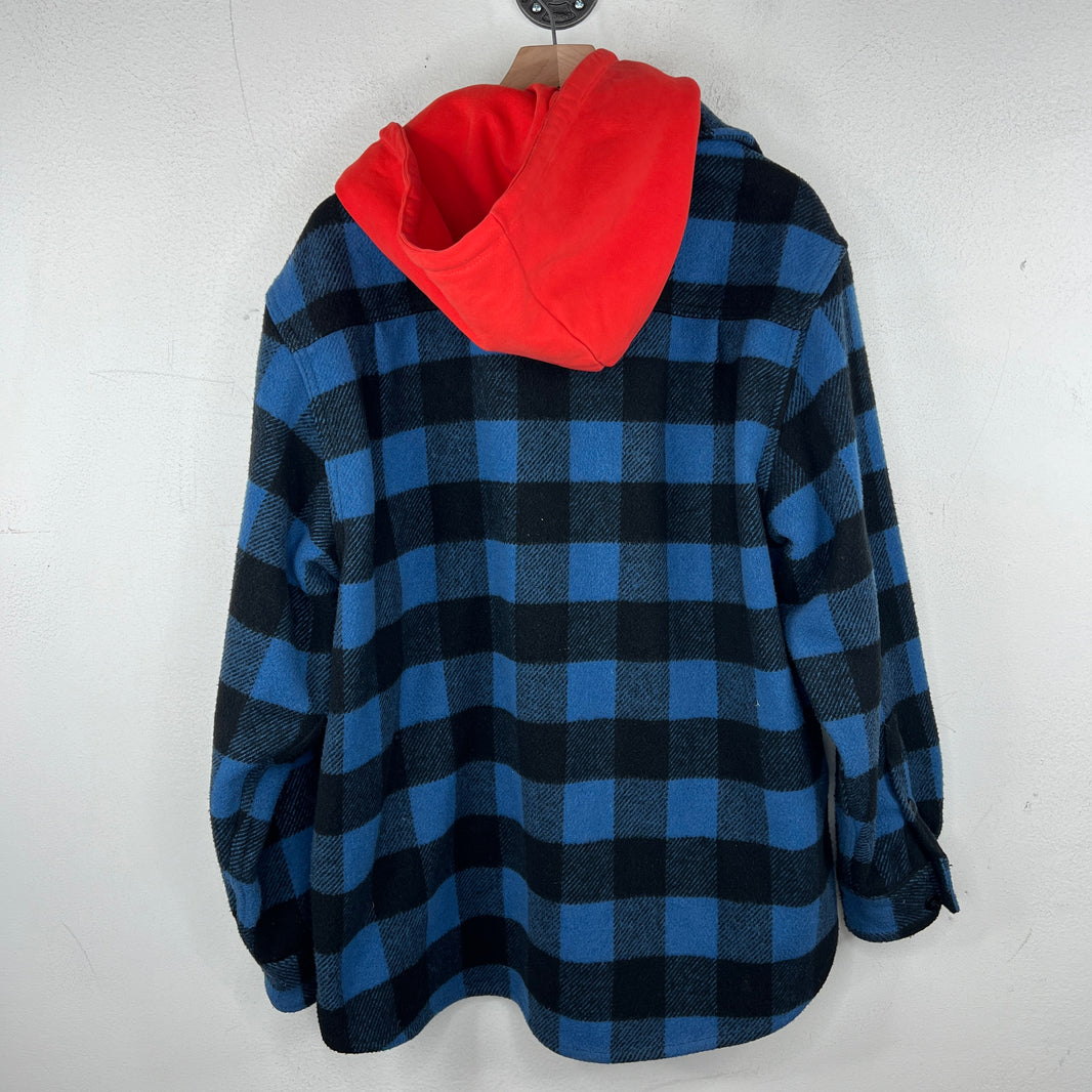 424 Blue Hooded Flannel Jacket