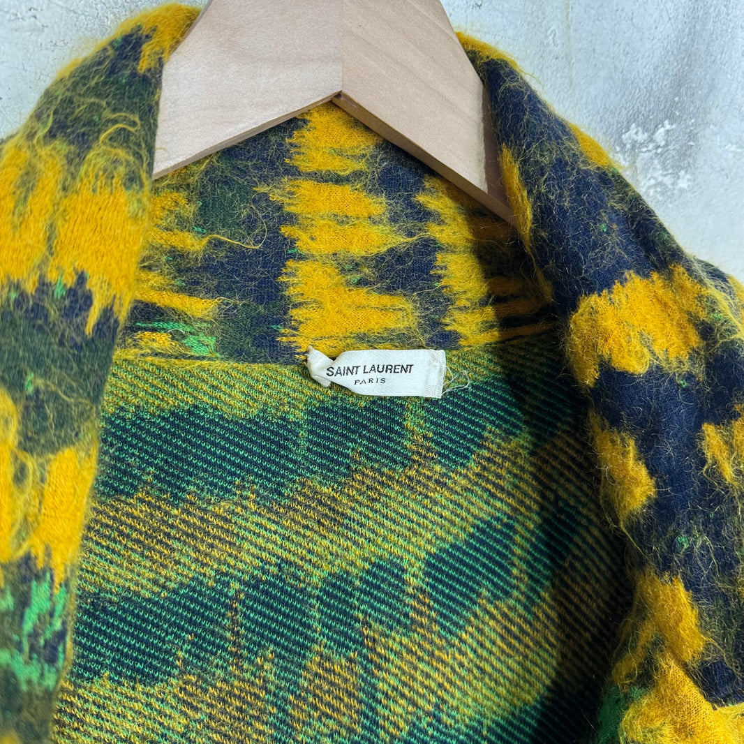 Saint Laurent Shaggy Patterned Double Breasted Cardigan