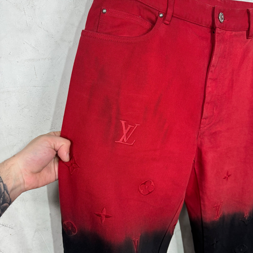 Louis Vuitton Red Gradient Monogram Jeans