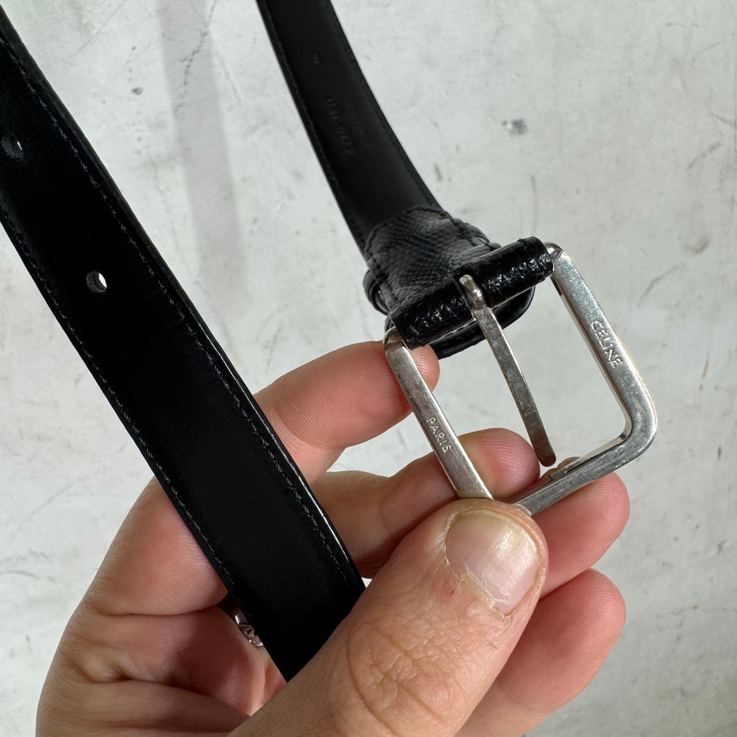 Celine Thin Black Pebbled Belt