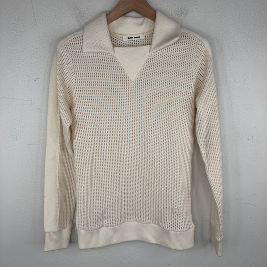Wales Bonner Cream Open Knit Longsleeve Polo T-Shirt