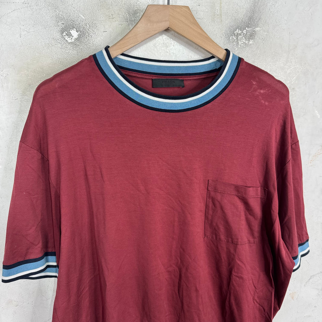 Prada Ribbed Maroon T-Shirt