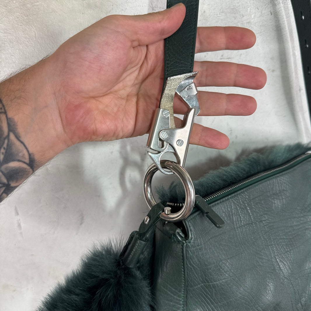 Burberry Fuzzy Leather Messenger Pouch Bag
