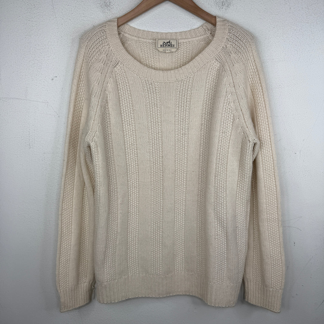 Hermes Beige Cashmere Knit Sweater