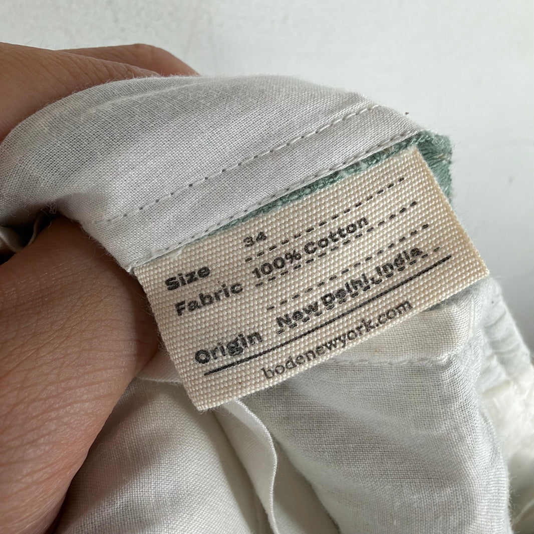 Bode Green Text Chainstitch Trousers