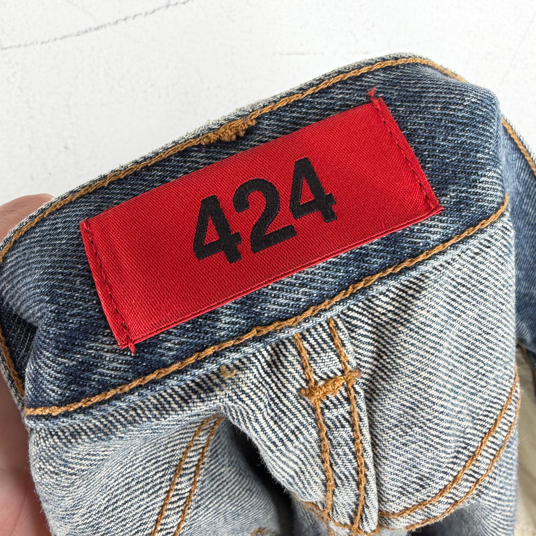 424 Washed Blue 5 Pocket Straight Jeans