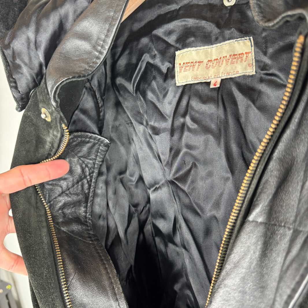 Vintage Leather/Suede Hooded Zip Jacket
