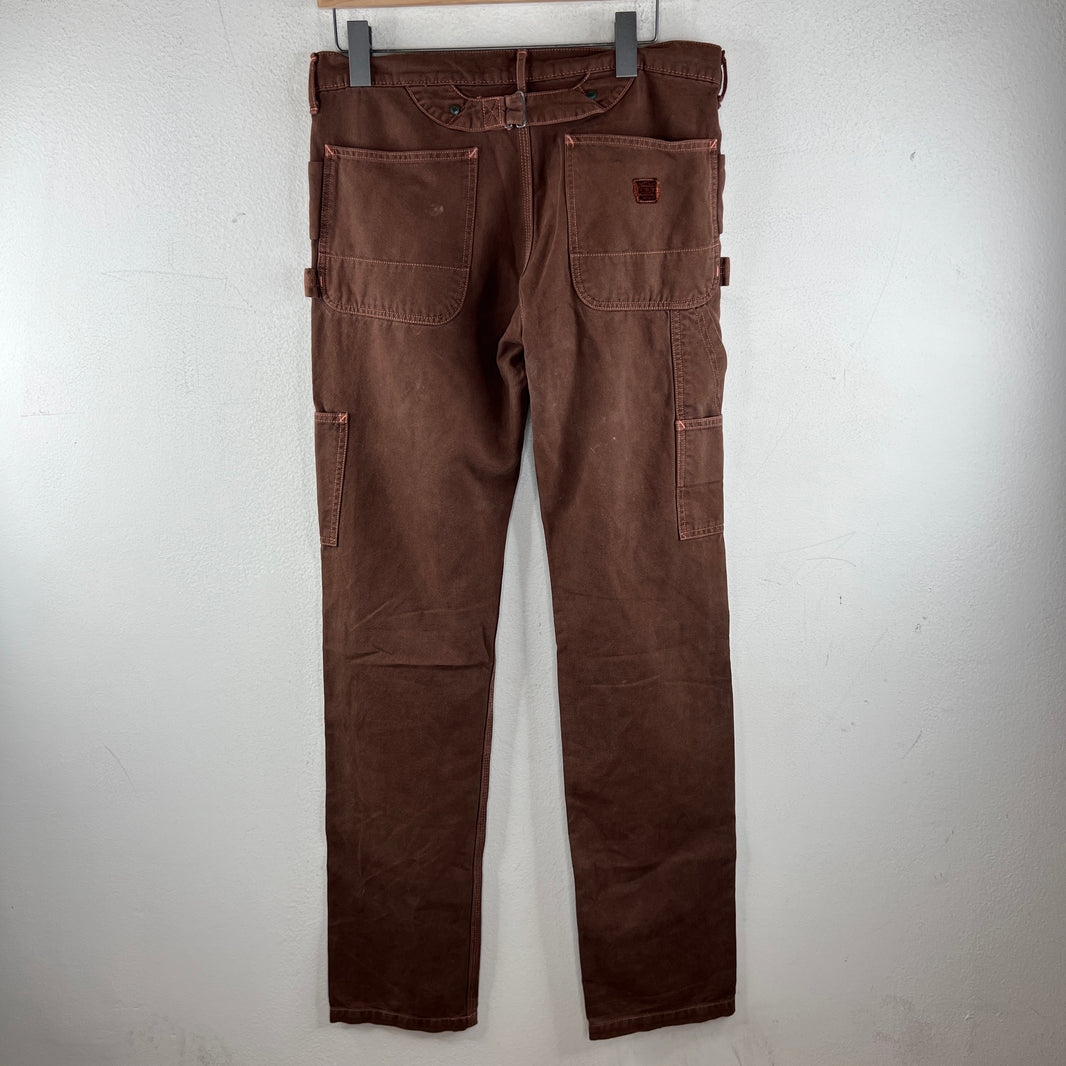 Kapital Red Buckleback Straight Leg Trousers