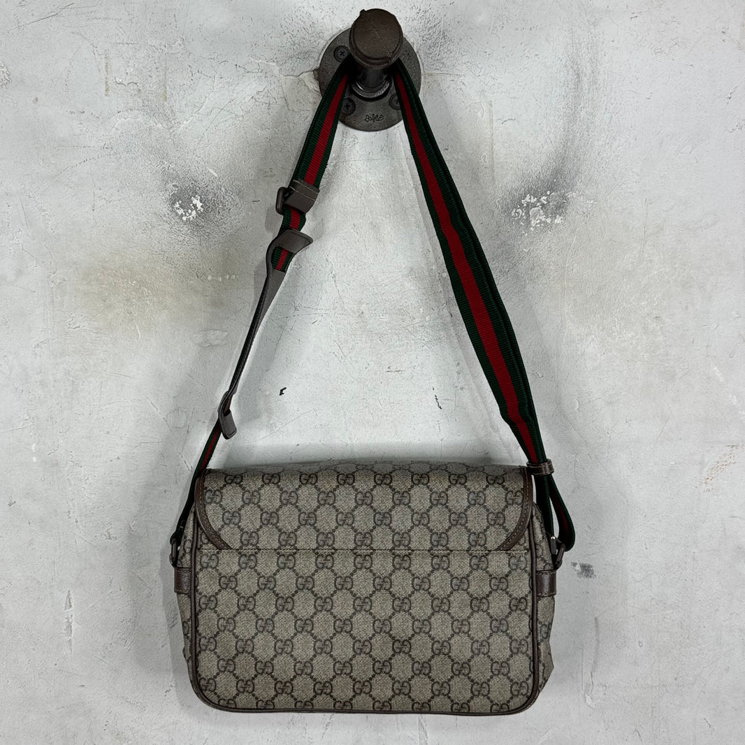 Gucci Buckled Monogram Messenger Bag