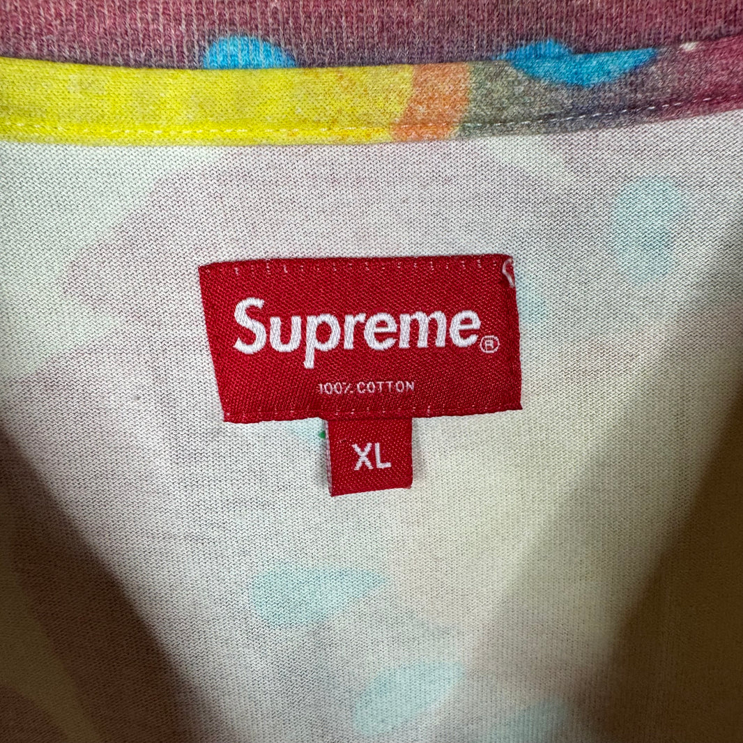 Supreme Red Painted Flowers L/S Shirt