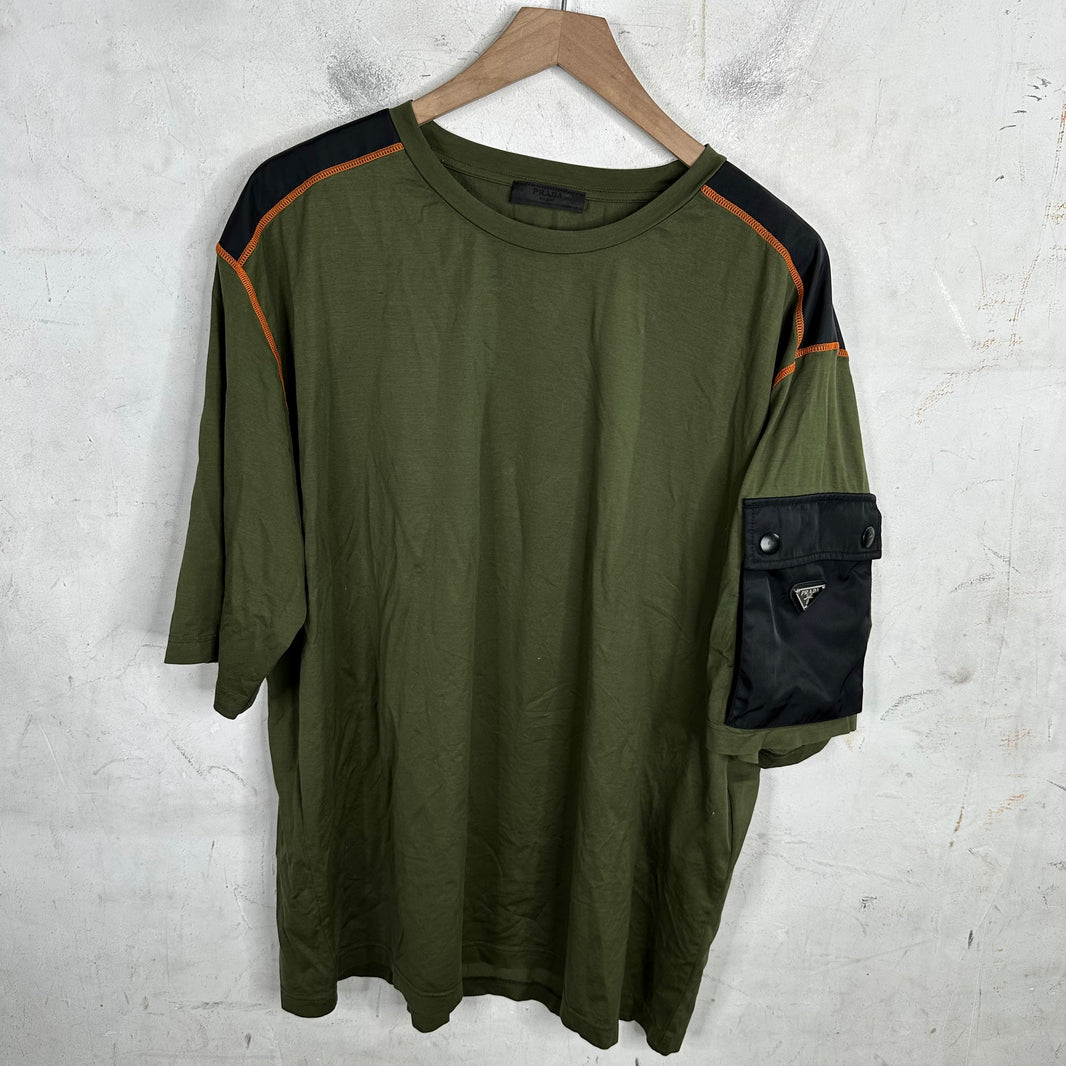 Prada Nylon Paneled Plaque T-Shirt