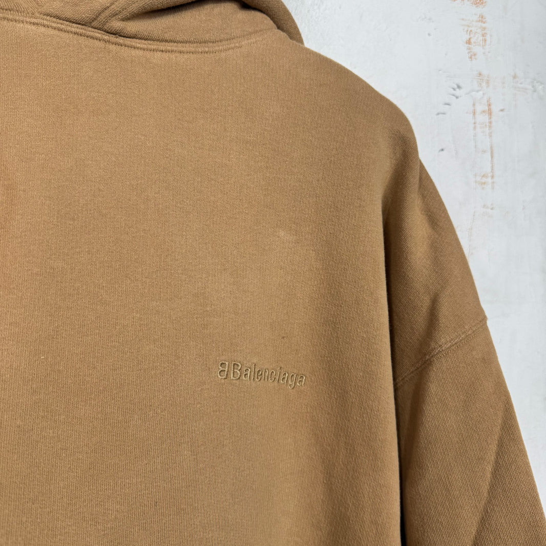 Balenciaga Embroidered Logo Brown Hoodie