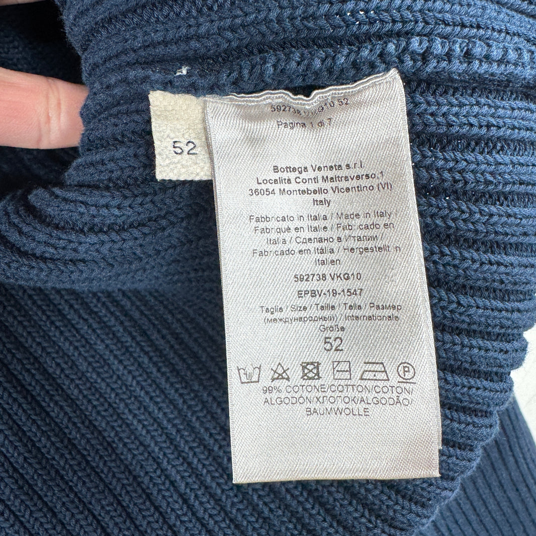 Bottega Veneta Navy Knit Turtleneck Cropped Sweater