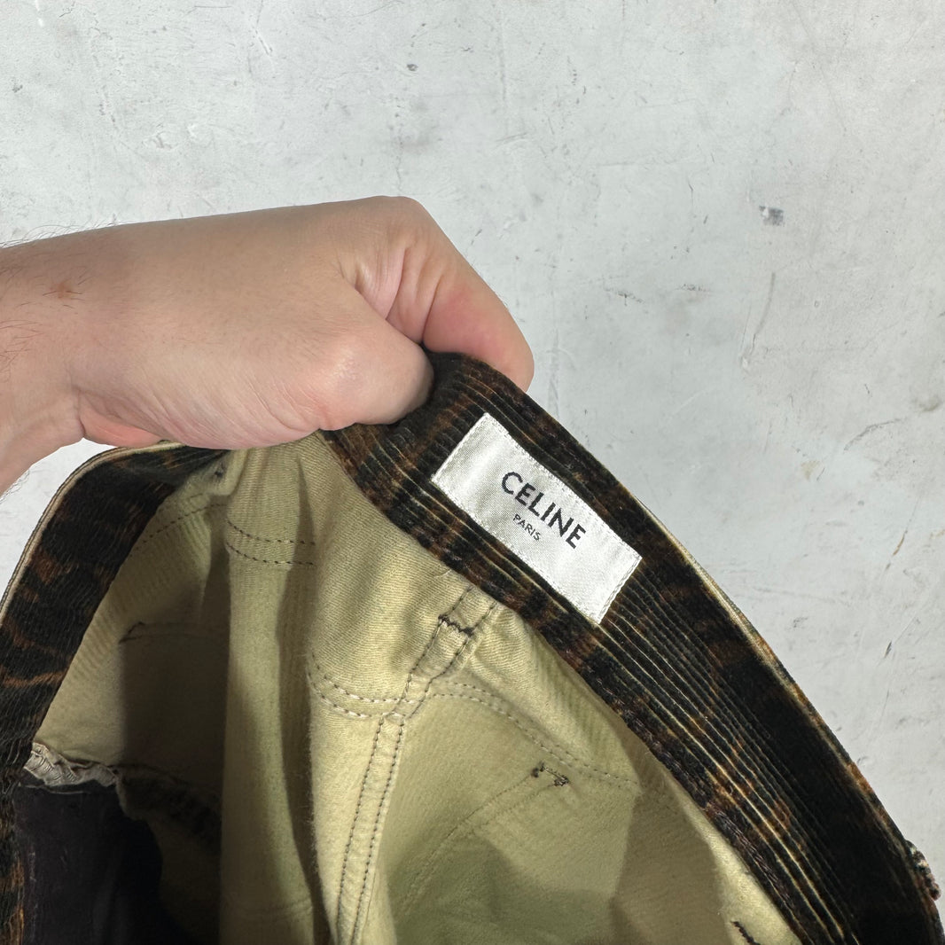 Celine Tiger Stripe Corduroy Flares