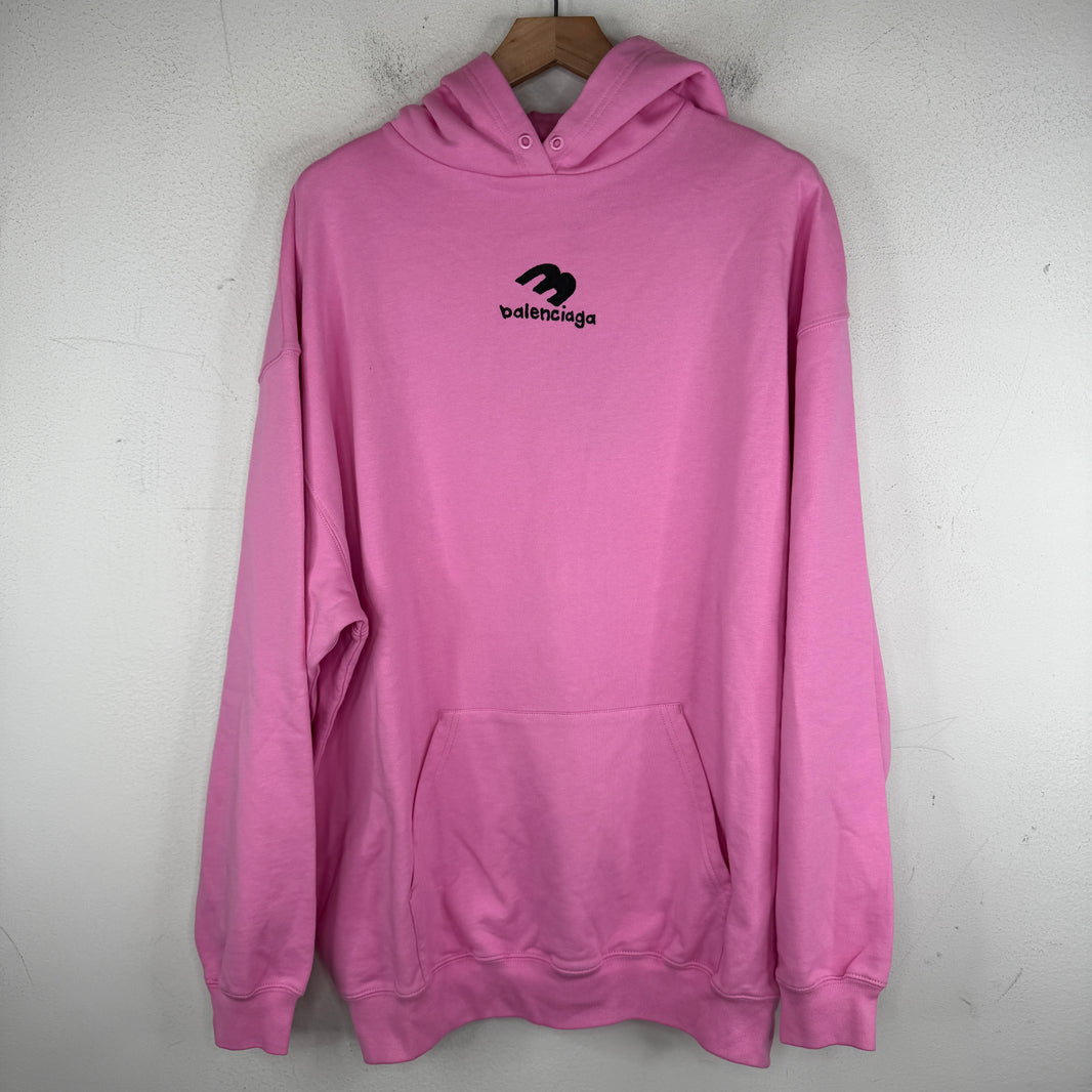 Balenciaga Pink Drawn 3B Logo Hoodie