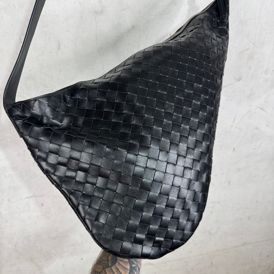 Bottega Veneta Intrecciato Woven Leather Virgule Bag