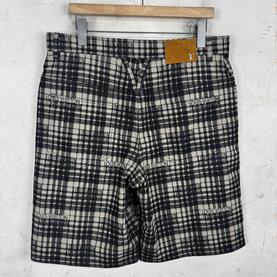 Louis Vuitton Plaid Type Logo Shorts