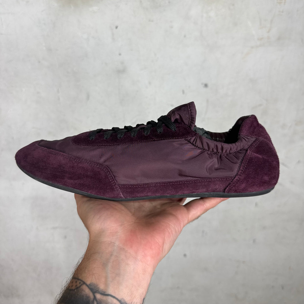 Prada Maroon Nylon Collapse Sneakers