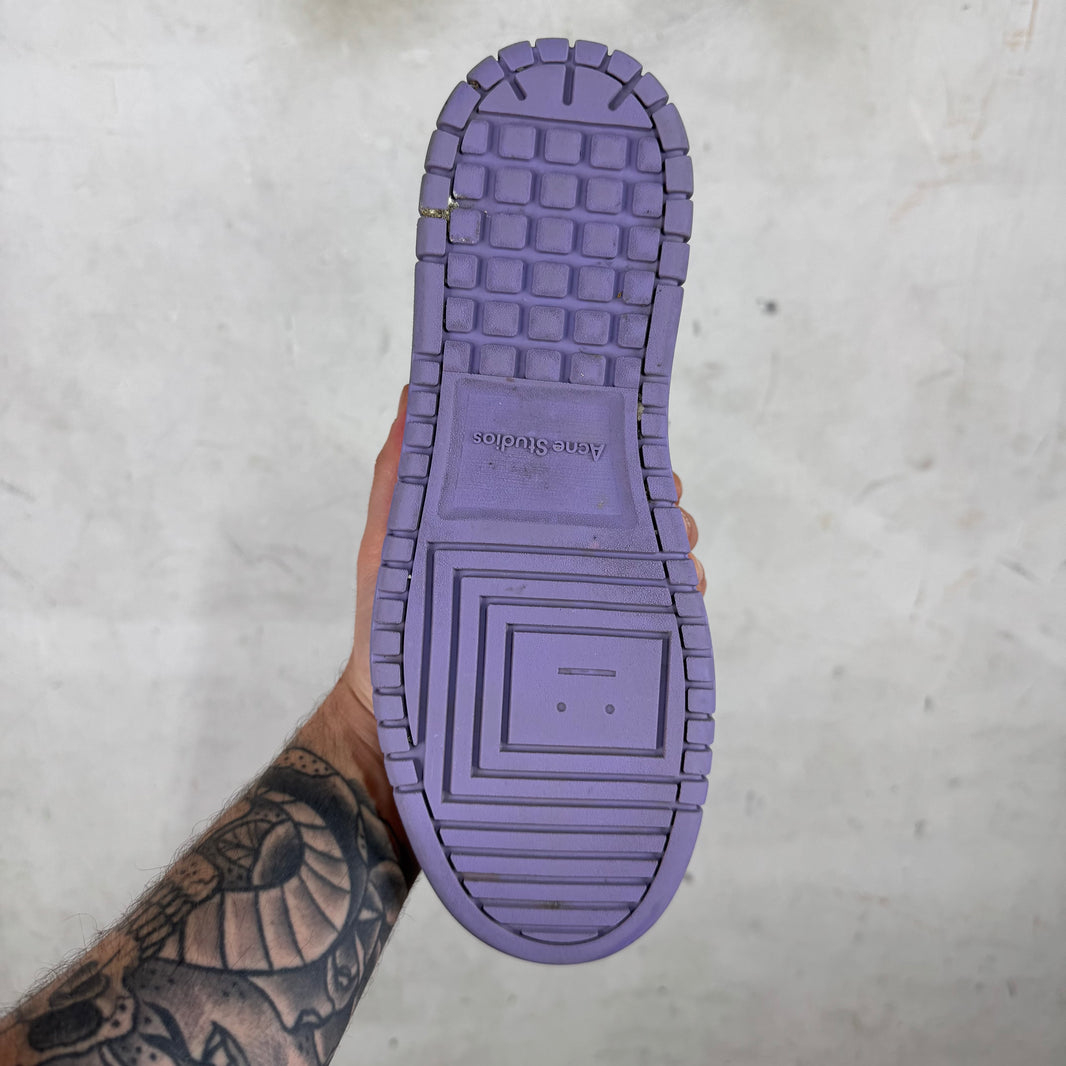 Acne Studios White/ Purple Leather Basketball Sneakers