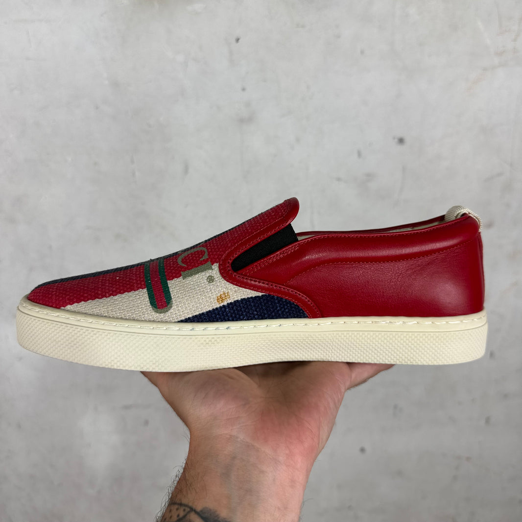 Gucci Striped Logo Slip Ons