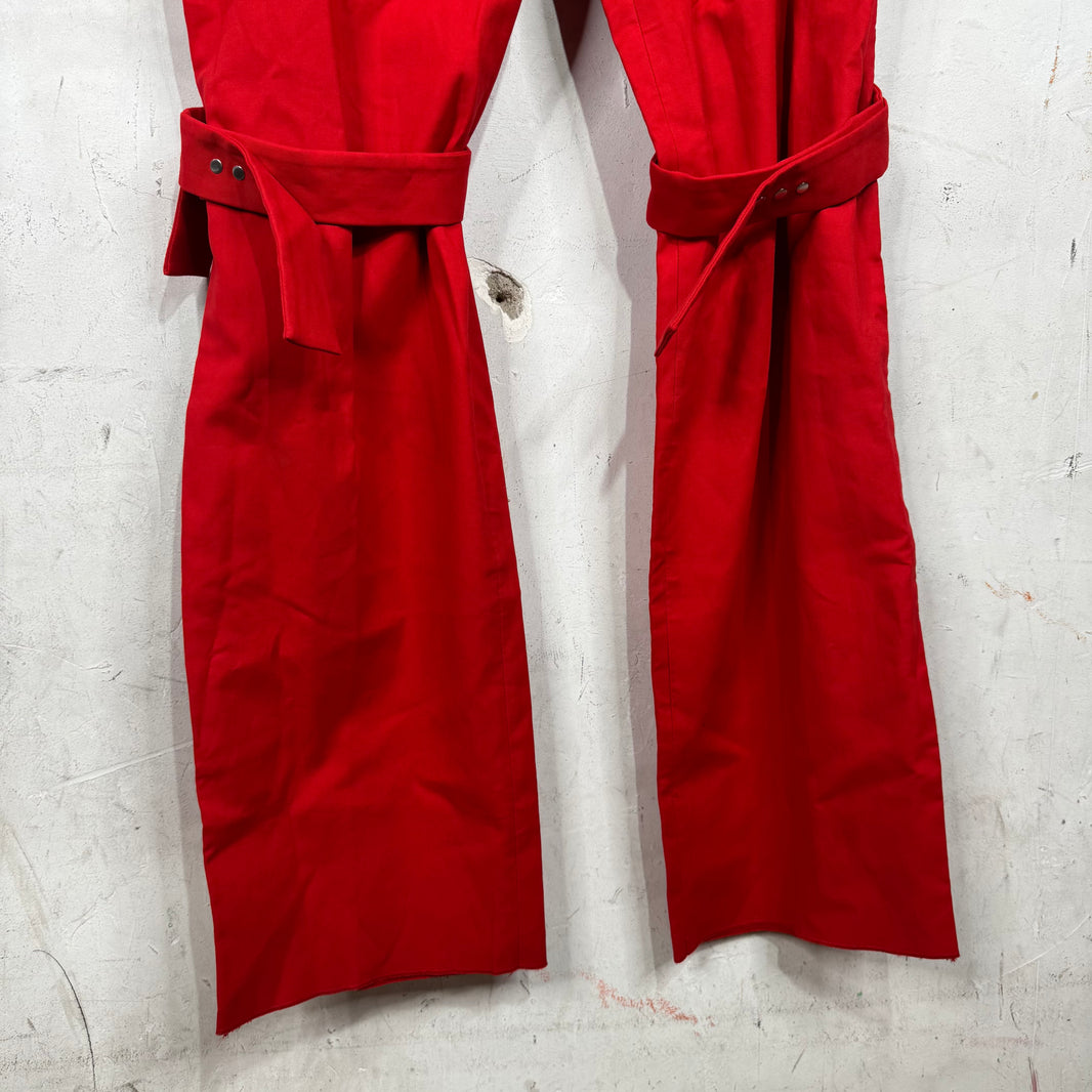 Bottega Veneta Gabardine Knee Strap Pants Red