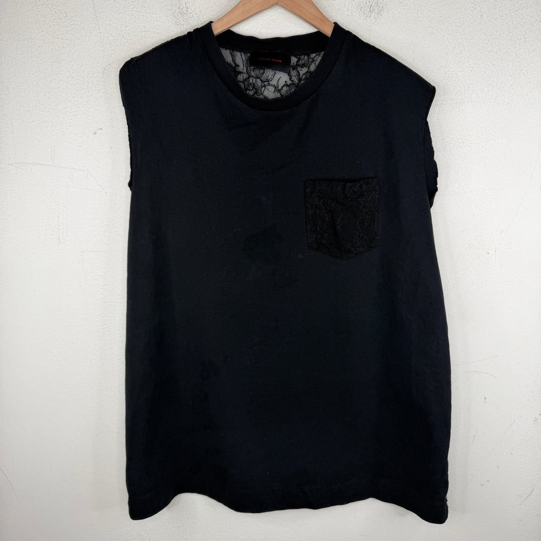 Simone Rocha Hybrid Mesh Lace Sleeveless T-Shirt