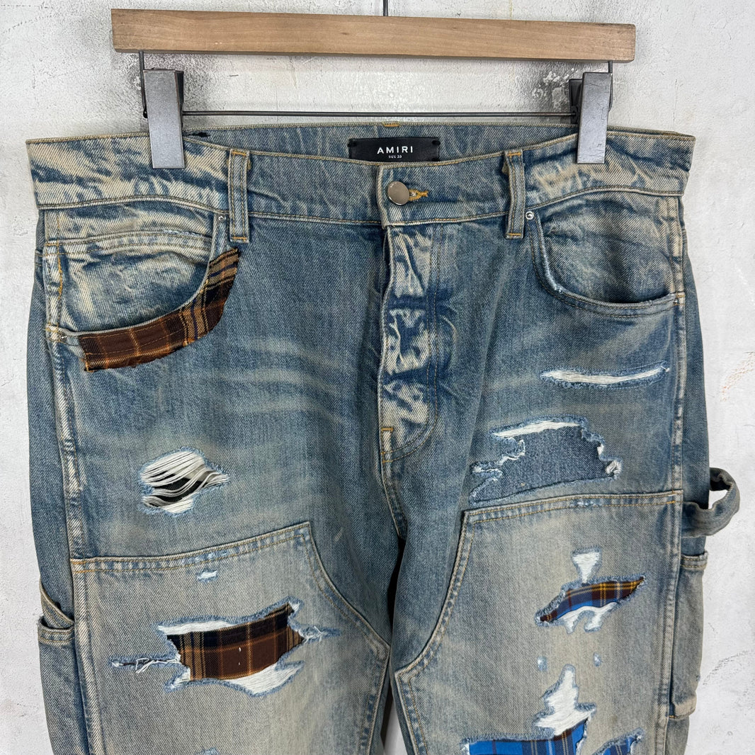Amiri Lightwash Patched Carpenter Jeans