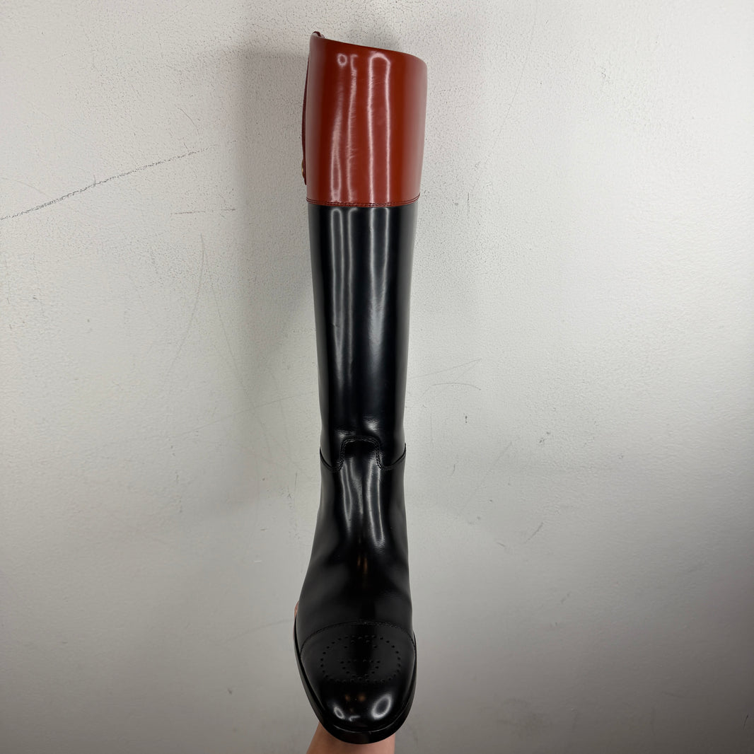 Gucci Two Tone Leather Riding Boots