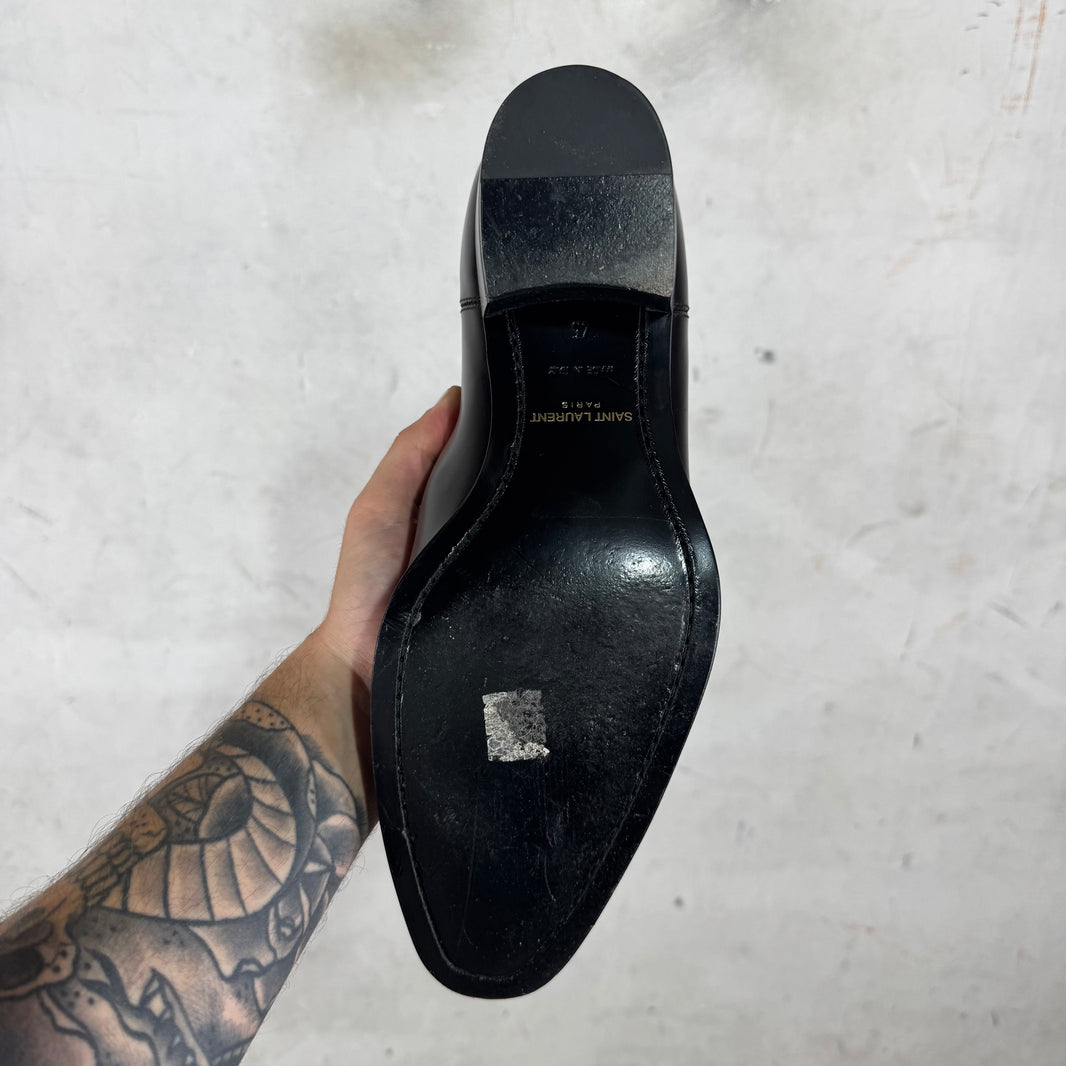 Saint Laurent Dark Brown Leather Wyatt Boots