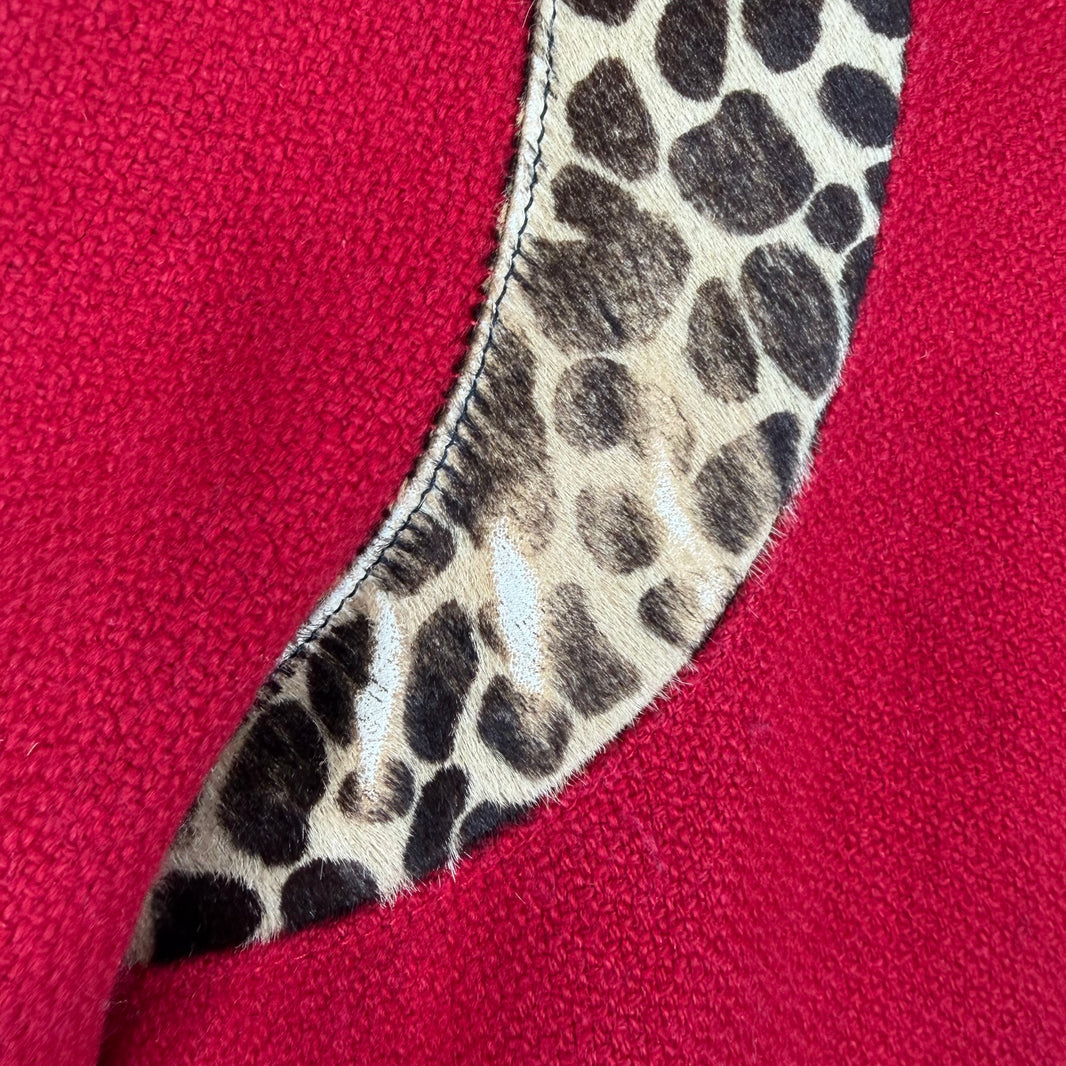 Saint Laurent Red Leopard Teddy Jacket