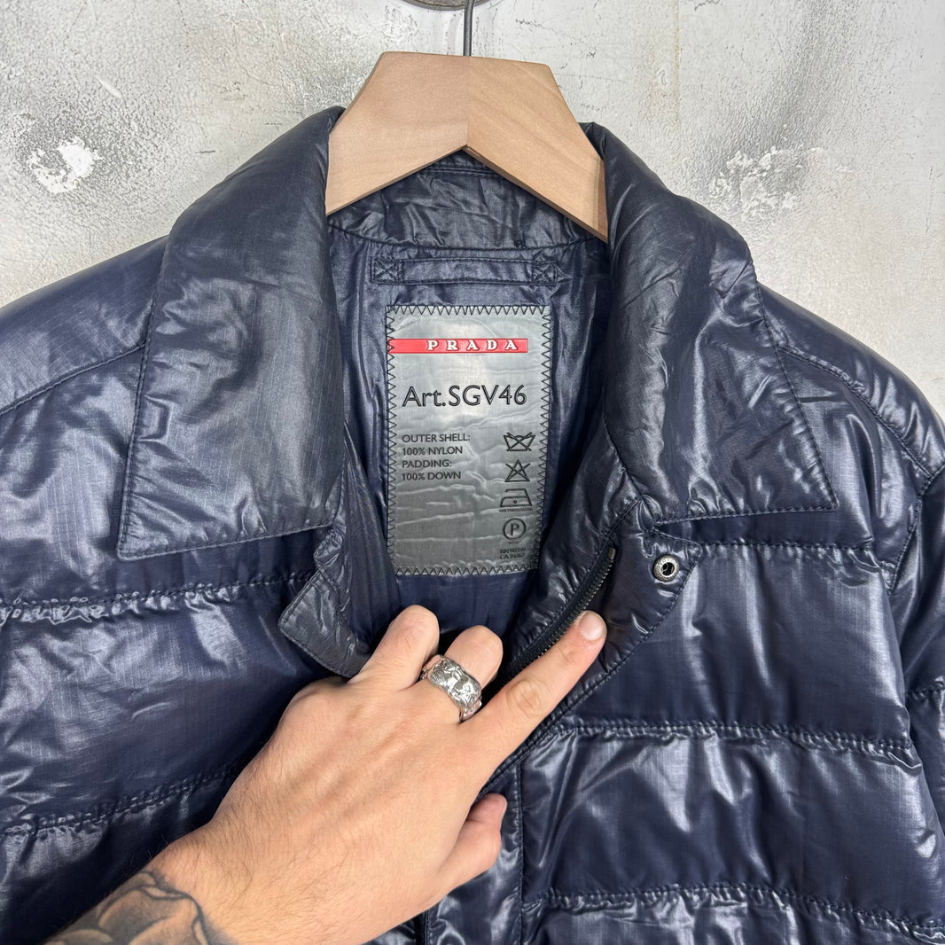 Prada Navy Padded Red Bar Jacket