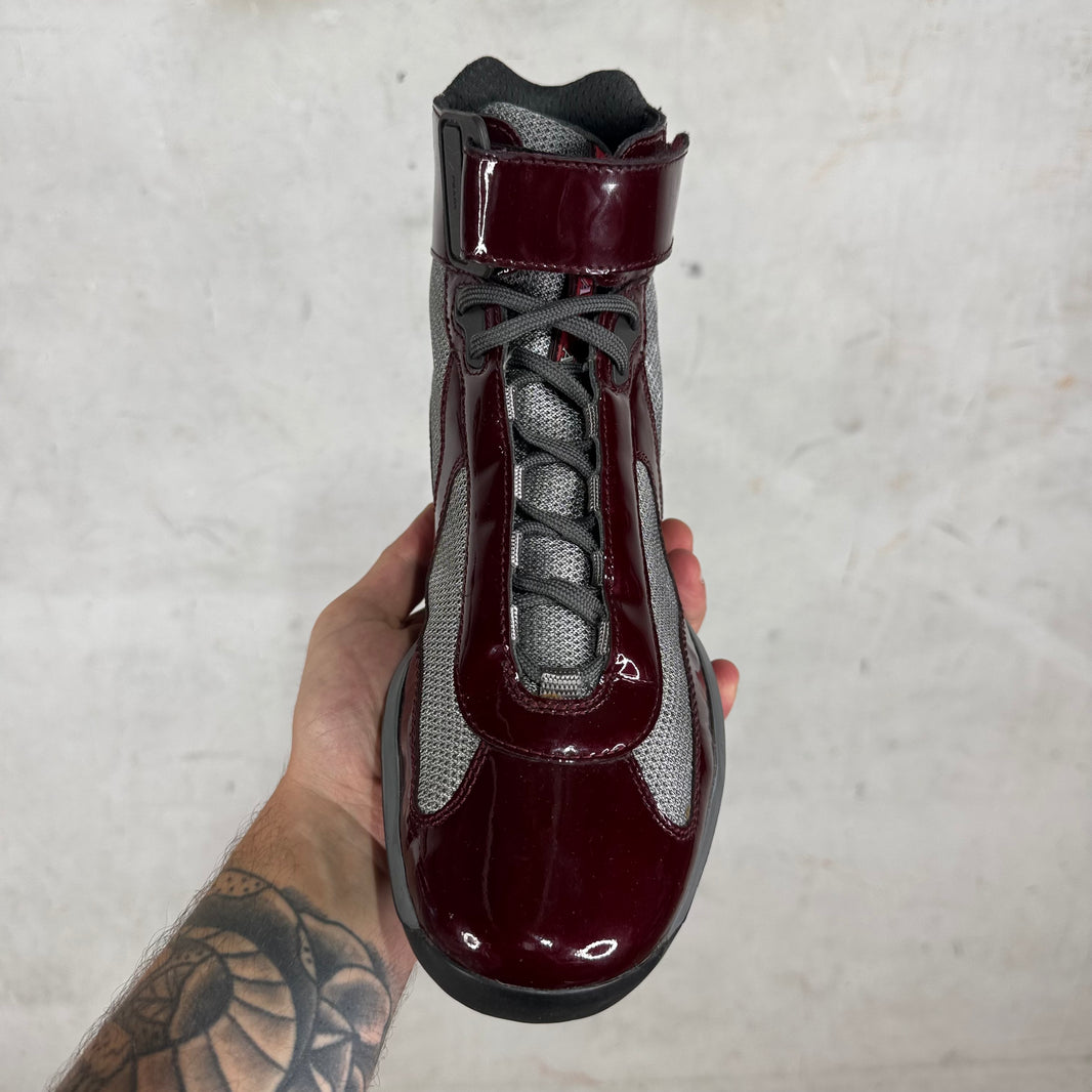 Prada Patent Burgundy High Americas Cups